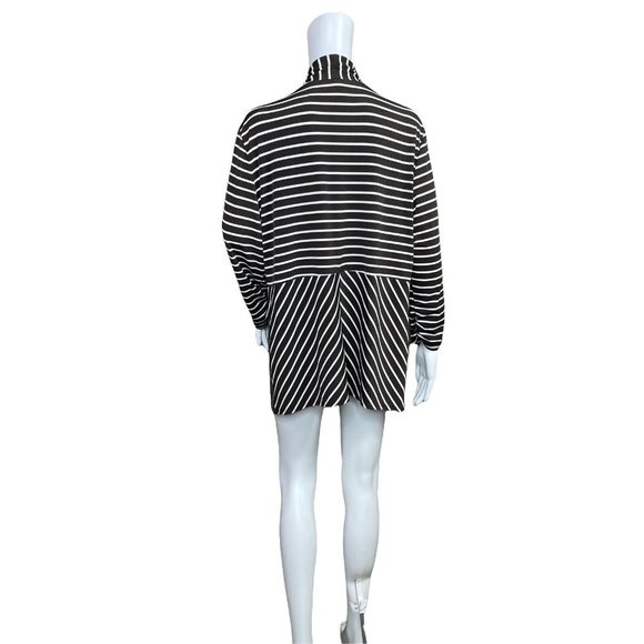 Chico's  Brown White Striped Open Front Cardigan Jacket Size 2 Large - Picture 4 of 6